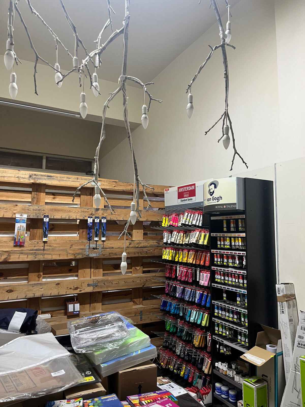 Art materials and creative supplies inside the UniverCity studio